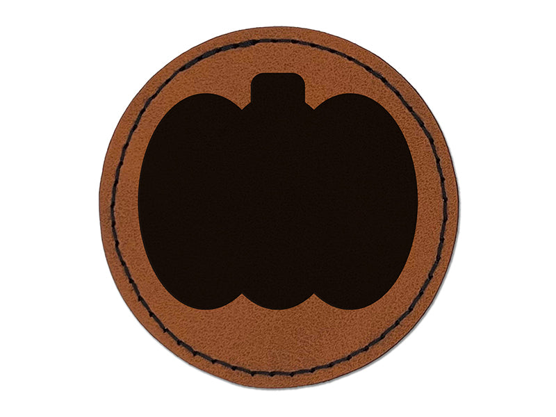 Pumpkin Halloween Fall Harvest Solid Round Iron-On Engraved Faux Leather Patch Applique - 2.5"