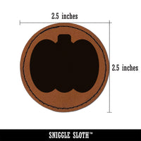 Pumpkin Halloween Fall Harvest Solid Round Iron-On Engraved Faux Leather Patch Applique - 2.5"