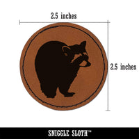 Racoon Sketch Round Iron-On Engraved Faux Leather Patch Applique - 2.5"