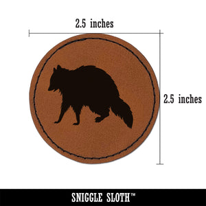 Racoon Walking Solid Round Iron-On Engraved Faux Leather Patch Applique - 2.5"