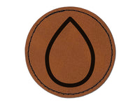 Raindrop Teardrop Outline Round Iron-On Engraved Faux Leather Patch Applique - 2.5"