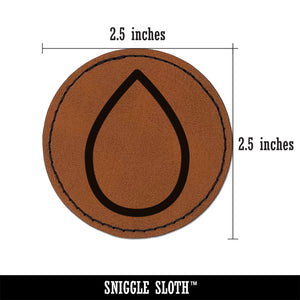 Raindrop Teardrop Outline Round Iron-On Engraved Faux Leather Patch Applique - 2.5"