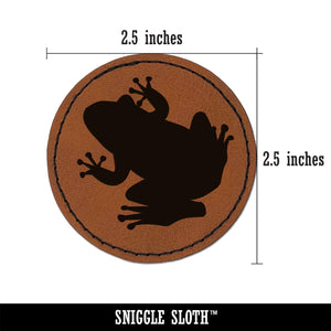 Rainforest Tree Frog Solid Round Iron-On Engraved Faux Leather Patch Applique - 2.5"