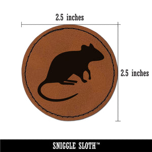 Rat Solid Round Iron-On Engraved Faux Leather Patch Applique - 2.5"