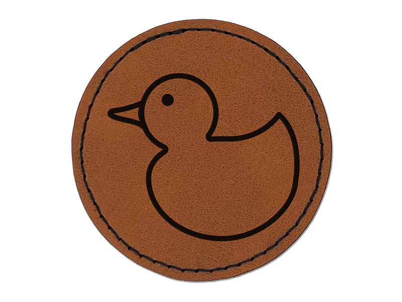 Rubber Ducky Round Iron-On Engraved Faux Leather Patch Applique - 2.5"