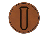 Science Glassware Test Tube Outline Round Iron-On Engraved Faux Leather Patch Applique - 2.5"