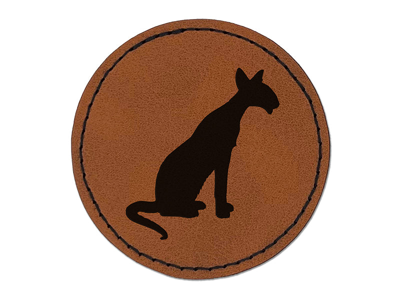 Siamese Cat Solid Round Iron-On Engraved Faux Leather Patch Applique - 2.5"