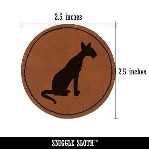 Siamese Cat Solid Round Iron-On Engraved Faux Leather Patch Applique - 2.5"
