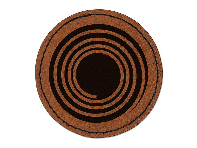 Spiral Swirl in Circle Round Iron-On Engraved Faux Leather Patch Applique - 2.5"