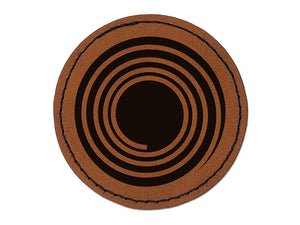 Spiral Swirl in Circle Round Iron-On Engraved Faux Leather Patch Applique - 2.5"