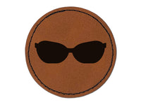 Sunglasses Shades Solid Round Iron-On Engraved Faux Leather Patch Applique - 2.5"