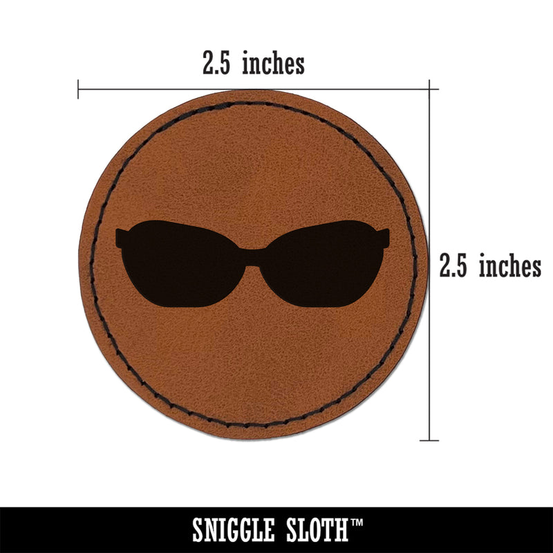 Sunglasses Shades Solid Round Iron-On Engraved Faux Leather Patch Applique - 2.5"