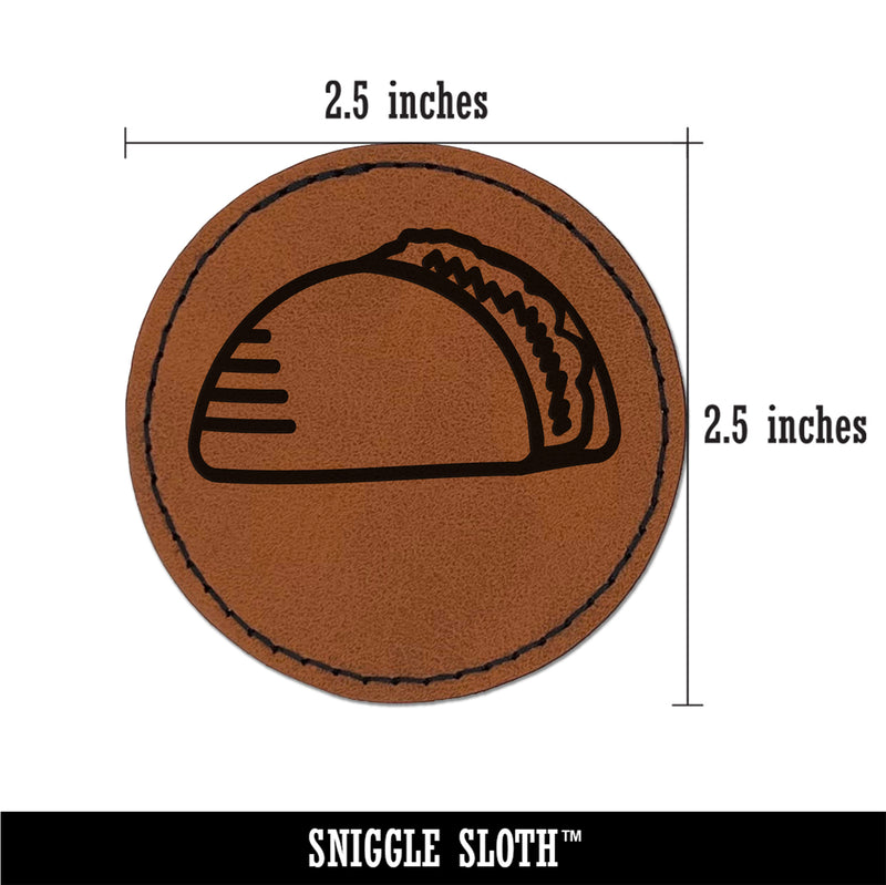 Taco Doodle Round Iron-On Engraved Faux Leather Patch Applique - 2.5"