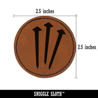 Three 3 Nails Christian Solid Round Iron-On Engraved Faux Leather Patch Applique - 2.5"