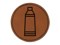 Toothpaste Tube Round Iron-On Engraved Faux Leather Patch Applique - 2.5"