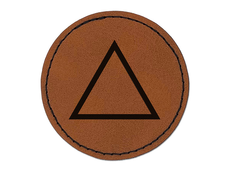 Triangle Border Outline Round Iron-On Engraved Faux Leather Patch Applique - 2.5"