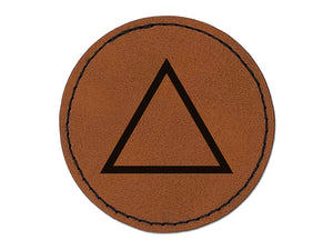 Triangle Border Outline Round Iron-On Engraved Faux Leather Patch Applique - 2.5"