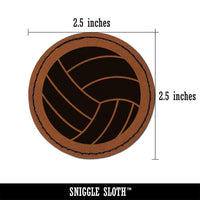 Volleyball Solid Round Iron-On Engraved Faux Leather Patch Applique - 2.5"