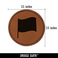 Waving Flag Solid Round Iron-On Engraved Faux Leather Patch Applique - 2.5"