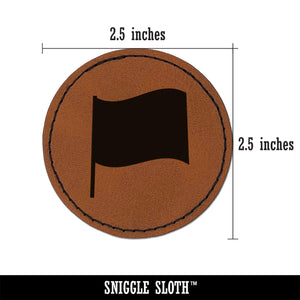 Waving Flag Solid Round Iron-On Engraved Faux Leather Patch Applique - 2.5"