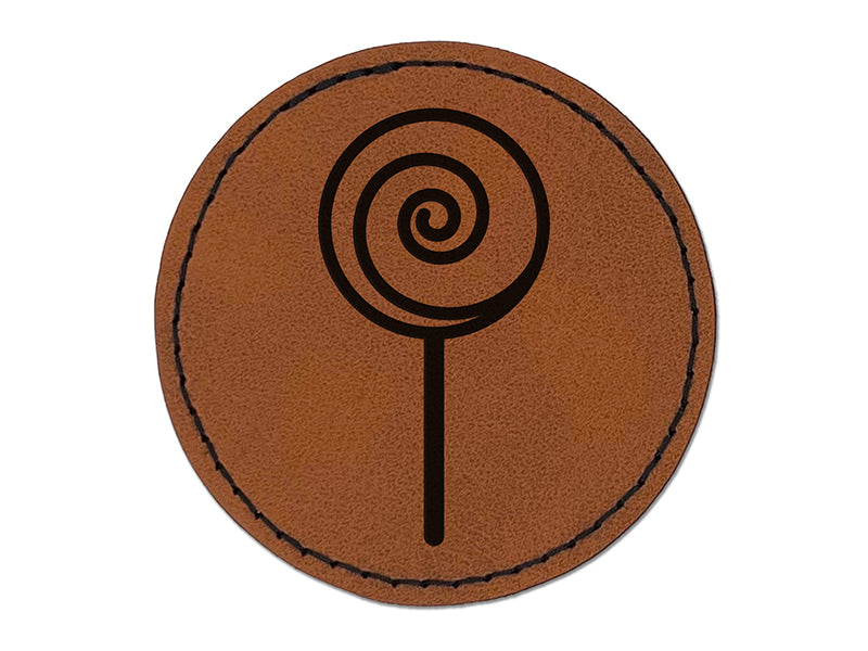 Yummy Lollipop Round Iron-On Engraved Faux Leather Patch Applique - 2.5"