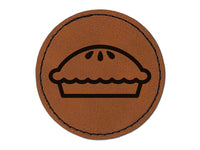 Yummy Pie Round Iron-On Engraved Faux Leather Patch Applique - 2.5"