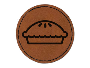 Yummy Pie Round Iron-On Engraved Faux Leather Patch Applique - 2.5"