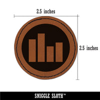 Bar Graph Icon in Circle Round Iron-On Engraved Faux Leather Patch Applique - 2.5"