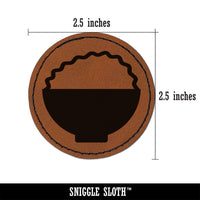 Bowl of Rice Round Iron-On Engraved Faux Leather Patch Applique - 2.5"