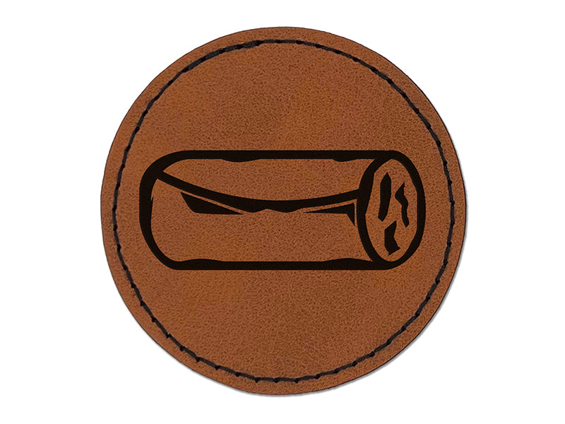 Burrito Doodle Round Iron-On Engraved Faux Leather Patch Applique - 2.5"