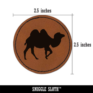 Camel Solid Round Iron-On Engraved Faux Leather Patch Applique - 2.5"