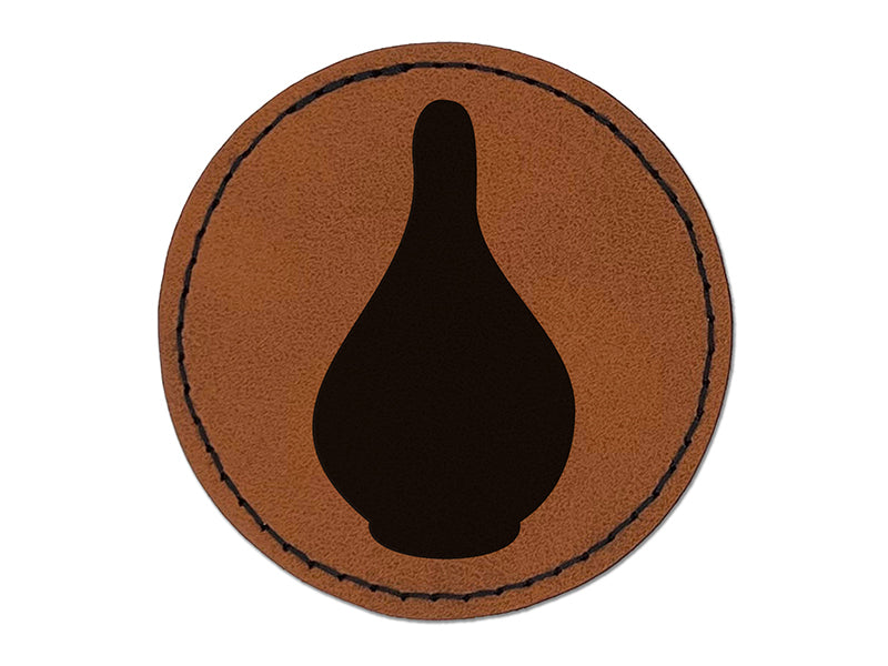 Chianti Wine Bottle Solid Round Iron-On Engraved Faux Leather Patch Applique - 2.5"