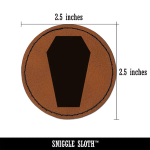 Coffin Halloween Solid Round Iron-On Engraved Faux Leather Patch Applique - 2.5"