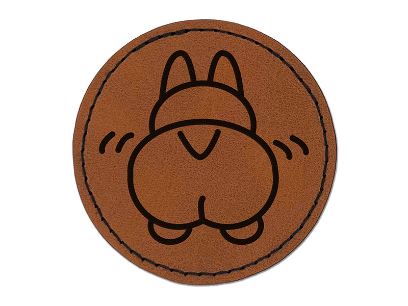 Corgi Butt Dog Doodle Round Iron-On Engraved Faux Leather Patch Applique - 2.5"