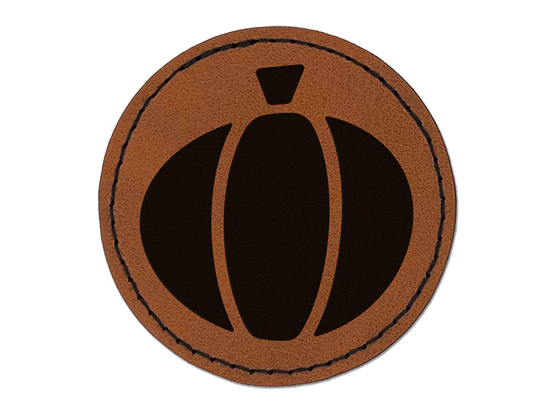 Cute Pumpkin Round Iron-On Engraved Faux Leather Patch Applique - 2.5"