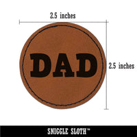 Dad Fun Text Round Iron-On Engraved Faux Leather Patch Applique - 2.5"