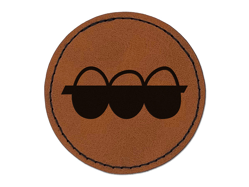 Egg Crate Doodle Round Iron-On Engraved Faux Leather Patch Applique - 2.5"