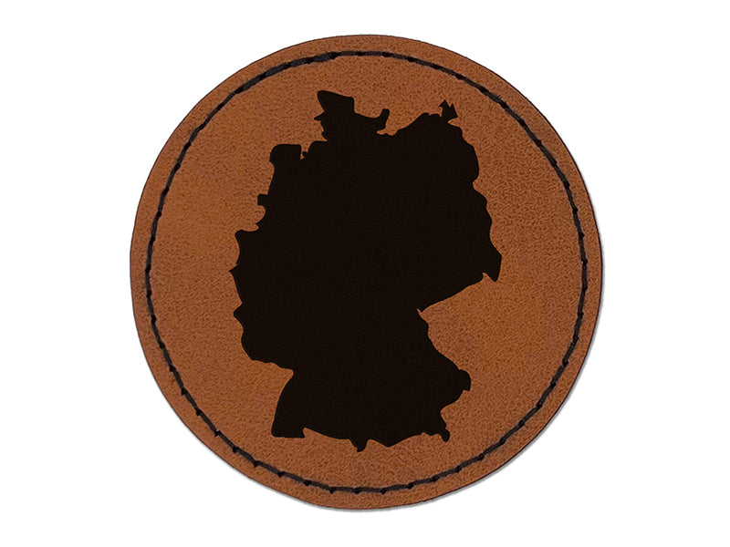 Germany Country Solid Round Iron-On Engraved Faux Leather Patch Applique - 2.5"