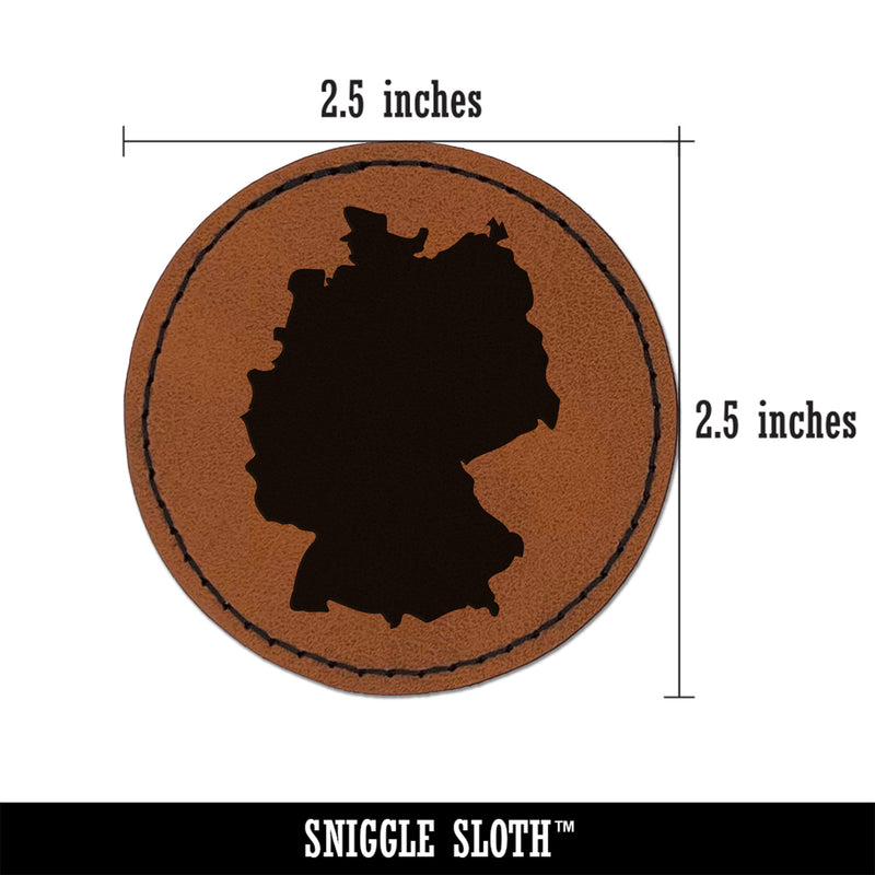 Germany Country Solid Round Iron-On Engraved Faux Leather Patch Applique - 2.5"