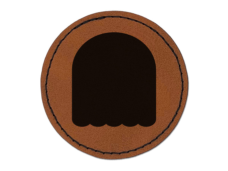 Ghost Solid Halloween Round Iron-On Engraved Faux Leather Patch Applique - 2.5"