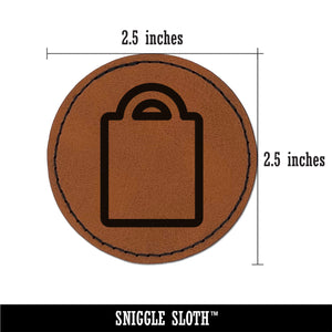 Grocery Tote Bag Purse Outline Round Iron-On Engraved Faux Leather Patch Applique - 2.5"