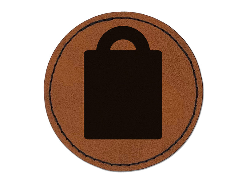 Grocery Tote Bag Purse Solid Round Iron-On Engraved Faux Leather Patch Applique - 2.5"
