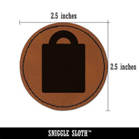 Grocery Tote Bag Purse Solid Round Iron-On Engraved Faux Leather Patch Applique - 2.5"