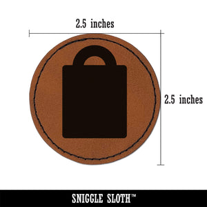 Grocery Tote Bag Purse Solid Round Iron-On Engraved Faux Leather Patch Applique - 2.5"