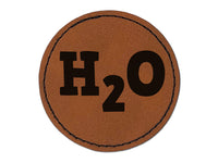 H2O Water Fun Text Round Iron-On Engraved Faux Leather Patch Applique - 2.5"