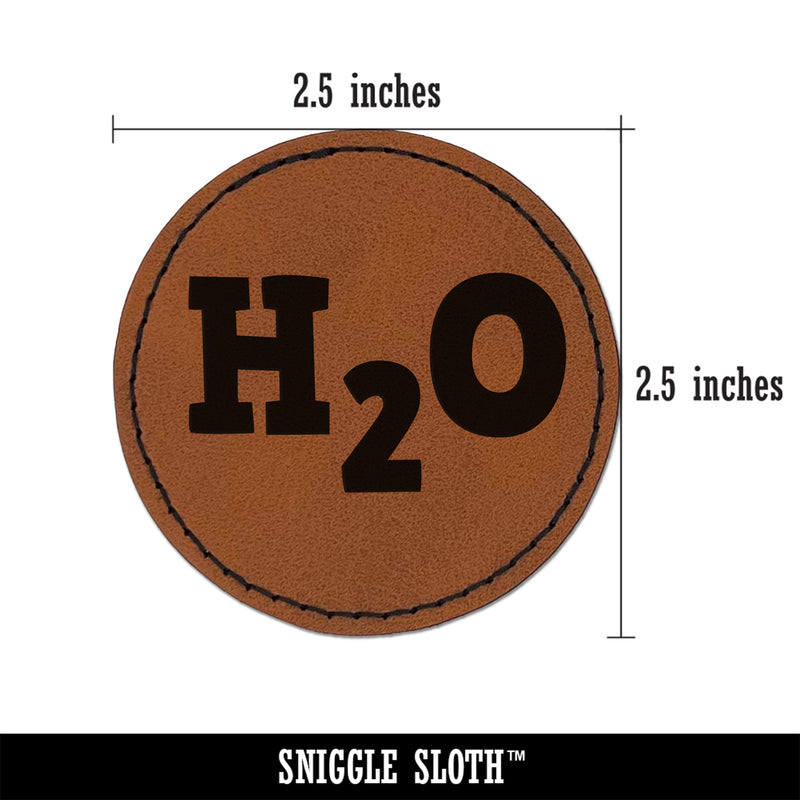 H2O Water Fun Text Round Iron-On Engraved Faux Leather Patch Applique - 2.5"