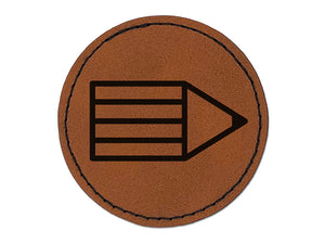 Pencil Stub Writing Homework Round Iron-On Engraved Faux Leather Patch Applique - 2.5"