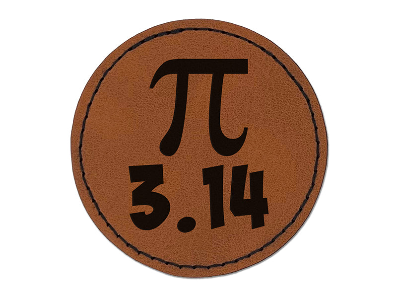 Pi 3.14 Round Iron-On Engraved Faux Leather Patch Applique - 2.5"