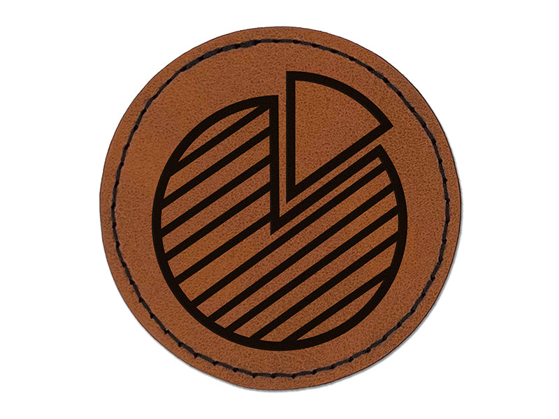 Pie Chart Business Office Icon Round Iron-On Engraved Faux Leather Patch Applique - 2.5"