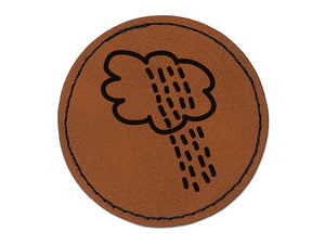 Rain Storm Doodle Round Iron-On Engraved Faux Leather Patch Applique - 2.5"